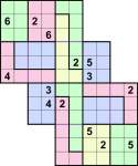 Samurai 6x6 3-grid Stack Sudoku